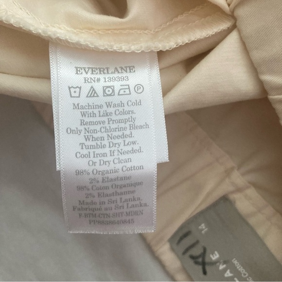 Everlane Organic Cotton The Easy Short Size 14 Cream Colored - Picture 5 of 5